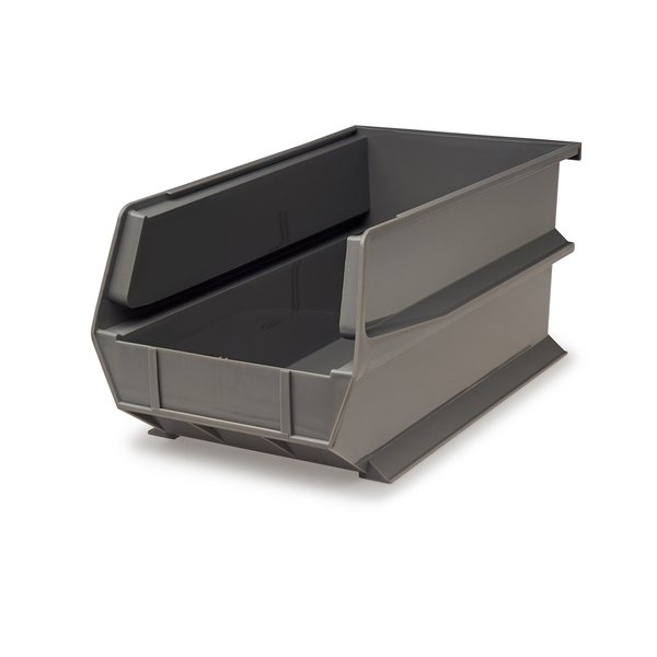 Triton Products 65 lb Hang & Stack Storage Bin, Polypropylene, 8.25  in W, 7 in H, Gray 3-240GR